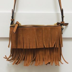 Faux suede fringe purse from Old Navy